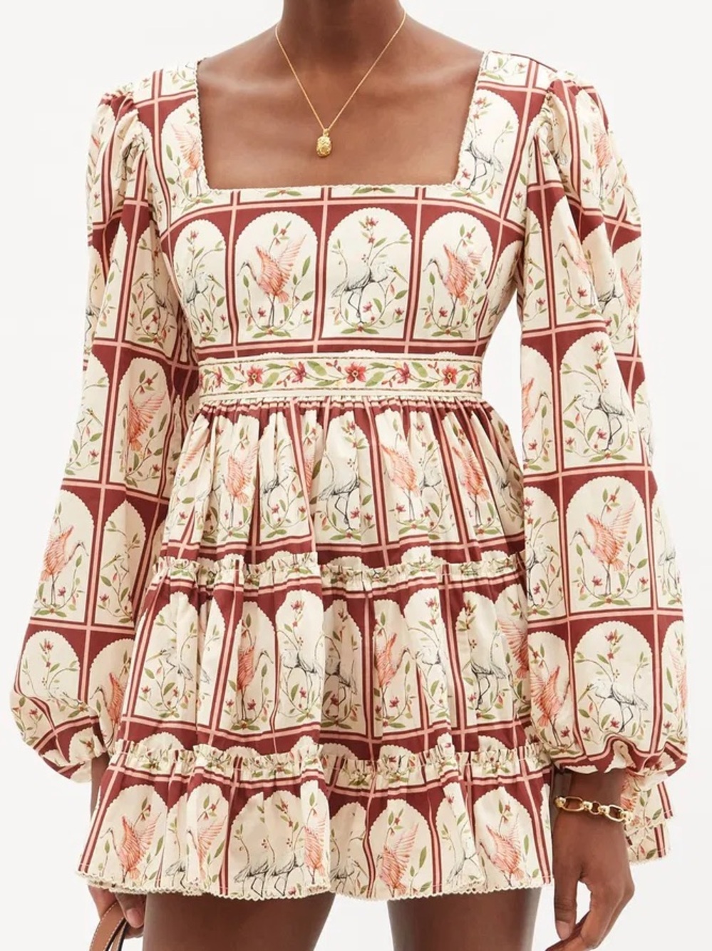 AGUA BY AGUA BENDITA Avena Garza Floral-Print Cotton-Poplin Mini Dress